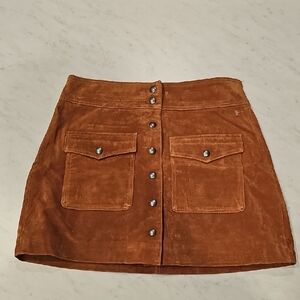 Blank NYC Tan Button-Front Mini Skirt